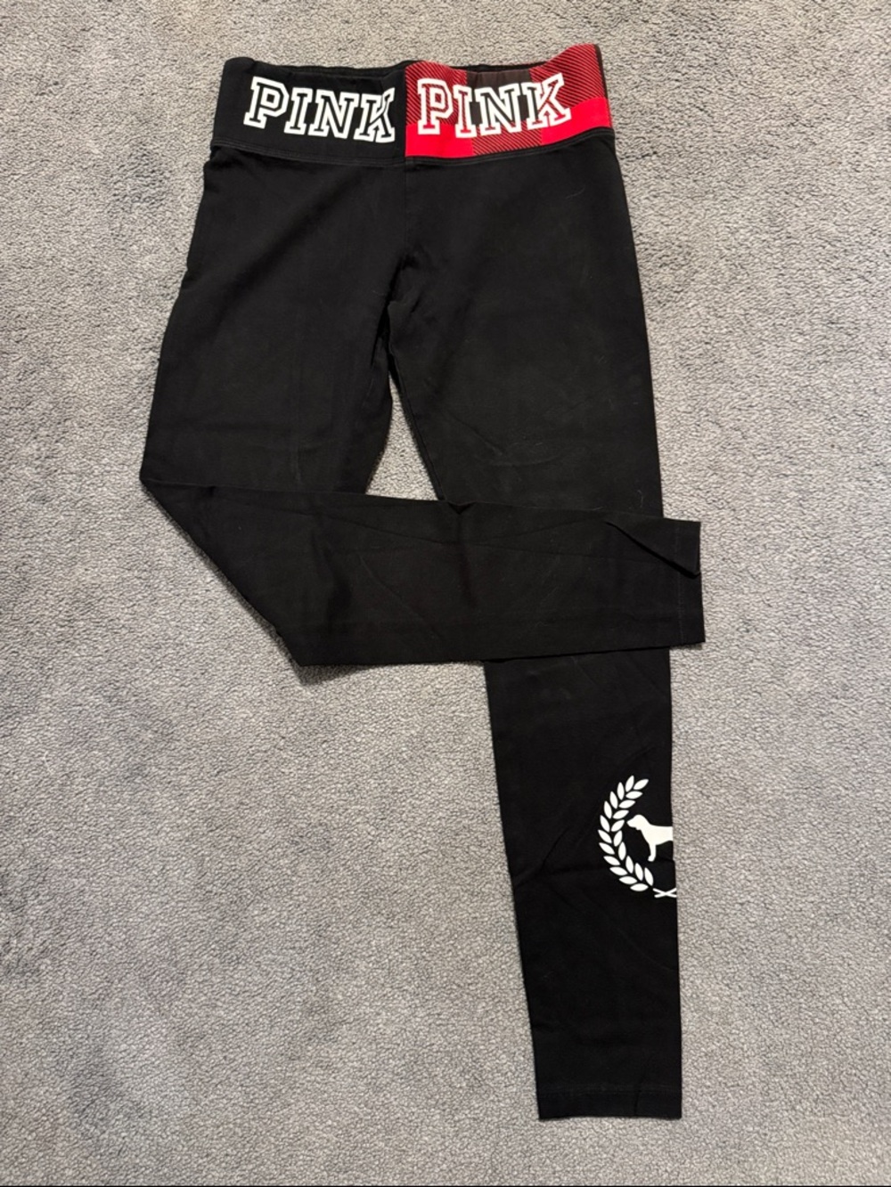 PINK Victoria's Secret Black Leggings with Red Waistband